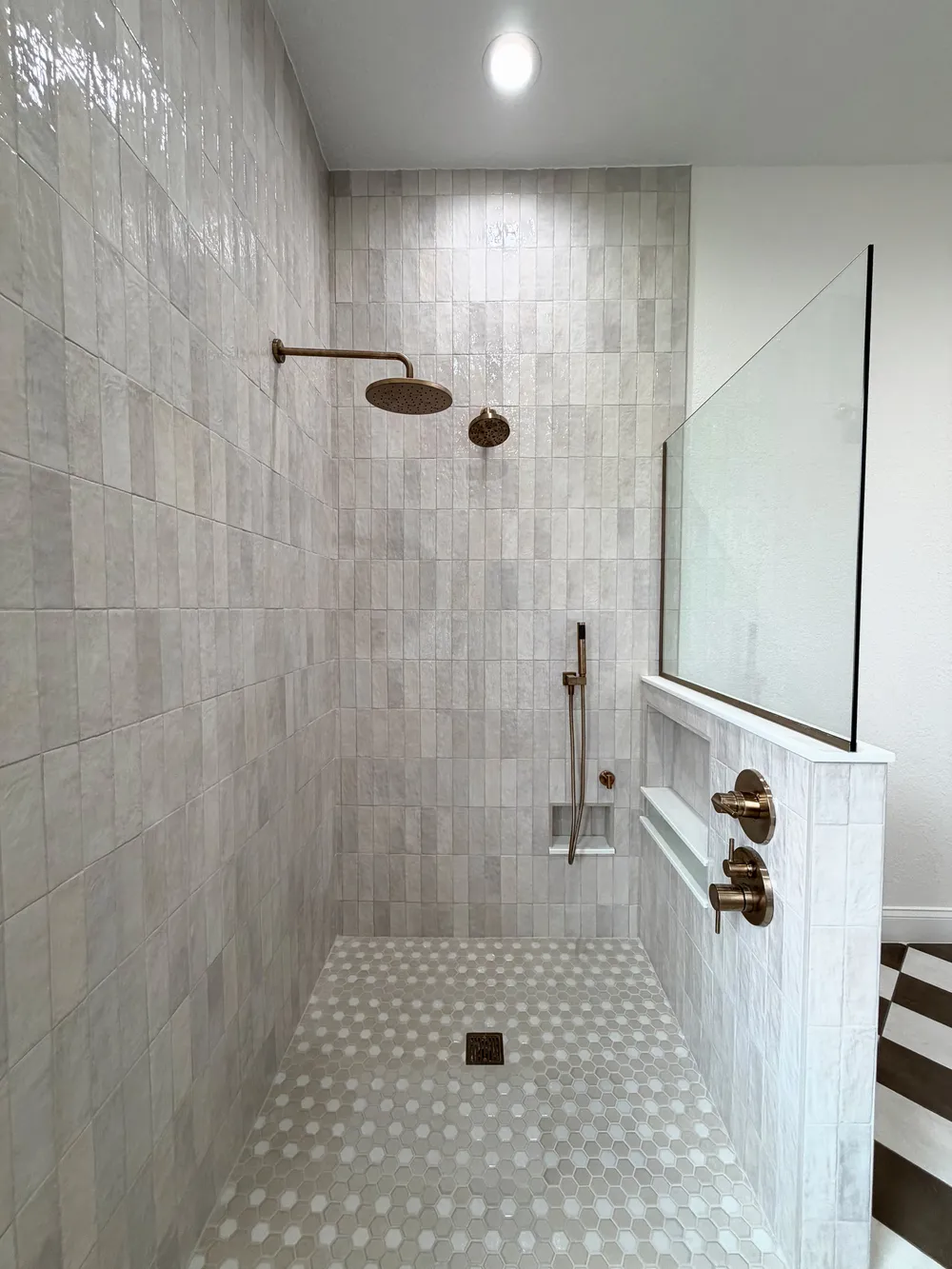 Shower interior in the Pompano bathroom.